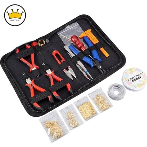 DIY Necklace Bracelet Earrings Set Open Jump Ring/Lobster Clasp/Tail Chain/Drop Handmade Jewelry Making Starter Kit