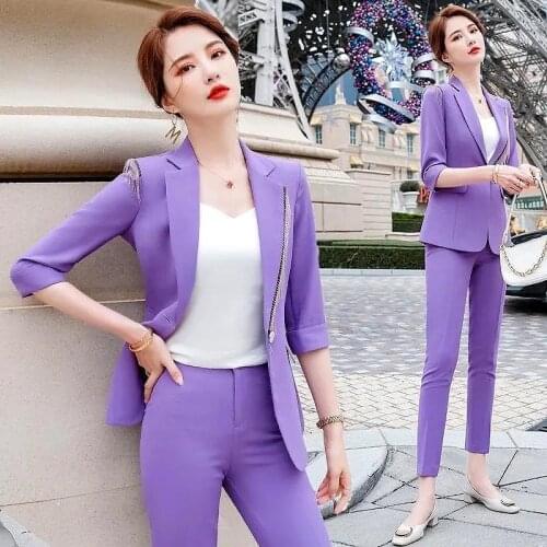 Designer Spring Summer Vogue Womens Suits Chic Tassels Slim Coat Women Blazers And Trousers Clothes Two Piece Set Women LS012