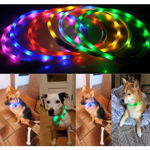Pet Dogs Cats Anti-lost USB Rechargeable Luminous Flashing LED Light Collar