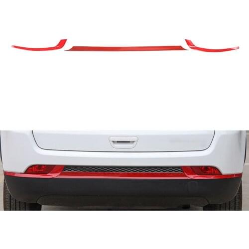 Red or Silver 3pcs/set Car ABS Rear Tail Trunk Bumper Molding Cover Trim Fit For Jeep Compass 2017+ Car Styling Car Accessories
