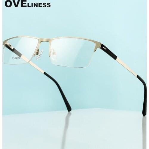 Fashion mens eyeglasses frames Optical Titanium Alloy Glasses Frame Men Myopia Prescription glasses Half Spectacle eyewear 2021
