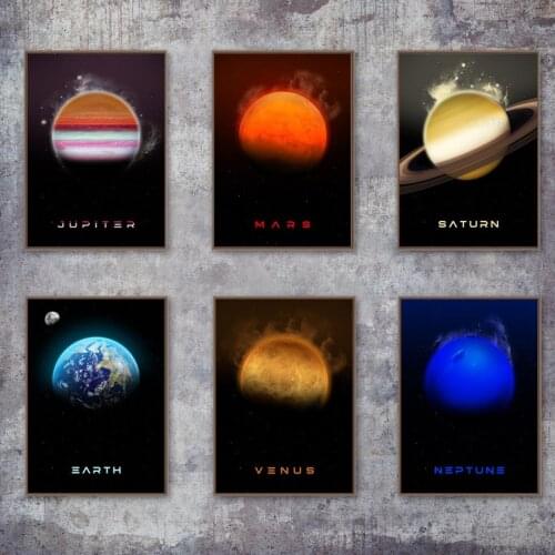 Home Decoration Wall Art Poster Solar System Planet Earth Space Canvas Painting Modern Nordic Modular Pictures Frameless Mural