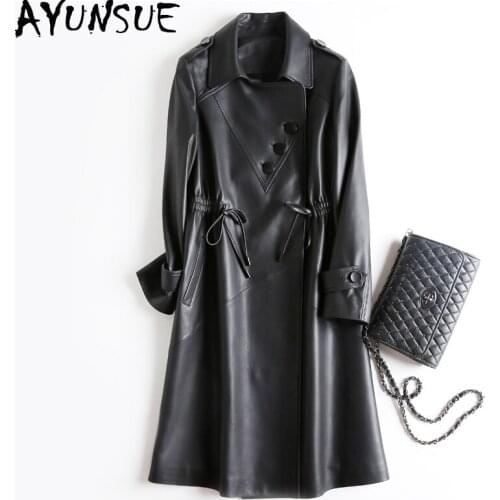 Womens Fur Coat Spring Tops Korean Elegant Sheepskin Coats Real Genuine Leather Jacket Women Clothes 2020 Trench Coat ZT2277