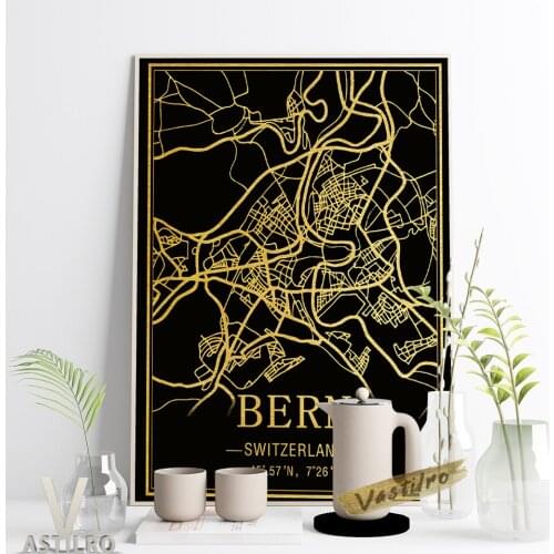 Switzerland Bern City Map Line Drawing Poster Modern Minimalist Creative Home Decor Housewarming Gift Idea Study Room Art Prints