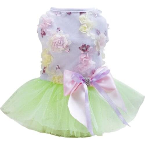 Pet Dog Bow Tutu Dress Lace Skirt Puppy Cat Princess Clothes Summer Party Dresses Puppy Dress