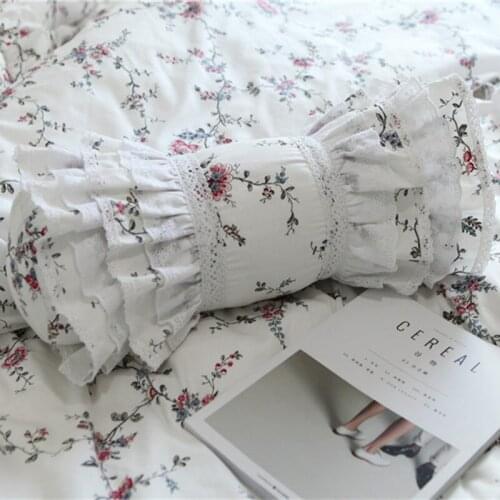 Embroidery vine flower print pillow bed decorative bedding pillow candy cushions princess ruffle lumbar pillows sofa hand rests