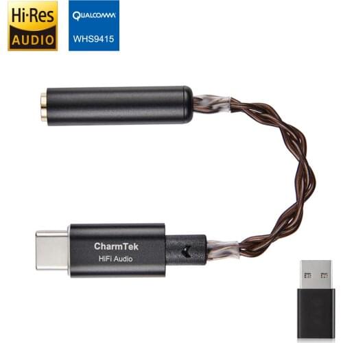 CharmTek Qualcomm USB C HiFi DAC Audio Portable Headphone Amplifier Pro for Samsung Note 20 S20 Pixel 5 iPad Pro