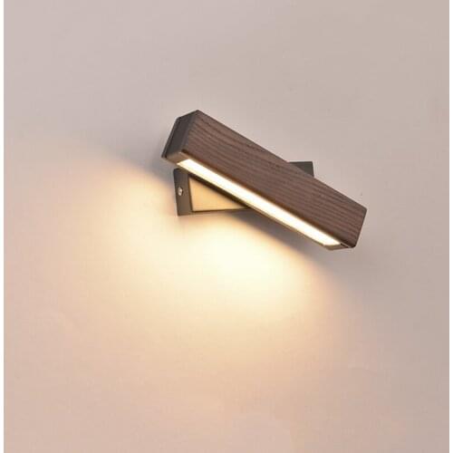 Nordic Bedroom Bedside Wall Lamp Solid Wood Aisle Simple Modern Creative Rotating Lights Reading led wall light Home lighting