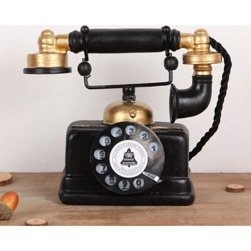 Retro make old resin pendulum antique telephone home bar cafe desktop decoration 3