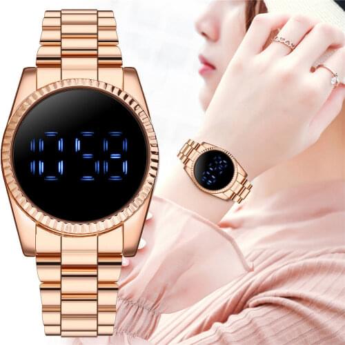 Luxury Stainless Steel LED Watch Touch Screen Digital Watches for Women Men Wristwatches Gift Clock Drop Shipping