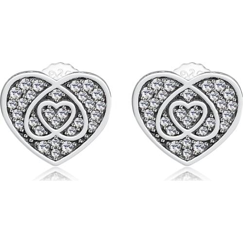 Princess Heart Stud Earring 100% 925 Sterling-Silver-Jewelry Free Shipping