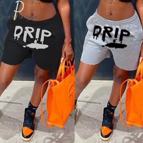 Shorts Sets Letter Printed Sport Women Grey Elastic Waist Workout Short Summer Pant Running Short Bottom Hip Hop Loose Shorts