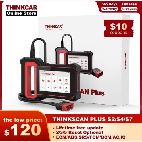 THINKCAR Thinkscan Plus S2/S4/S7 Lifetime Free 2/3/5 Resets Car Diagnostic Tool ECM/TCM/ABS/SRS/BCM System OBD2 Auto Scanner