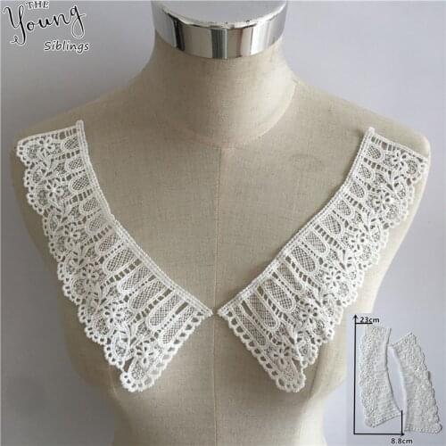 Embroidery Hollow out Applique False collar DIY Sewing Neckline Lace Fabric Evening party dresses Decorate Accessory 1 pcs sell