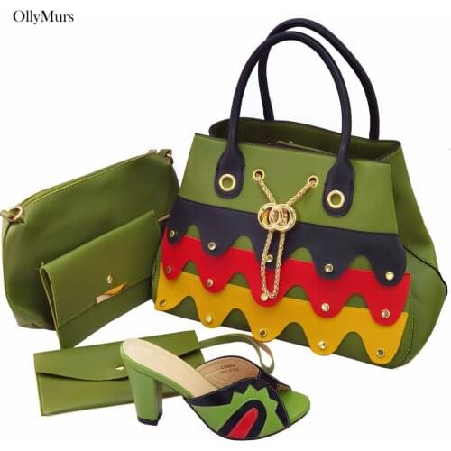 High Quality African PU High Heels Shoes With Bags Set Autumn Luxury Shoes And Handbags Set For Evening Party Large Size 37-43