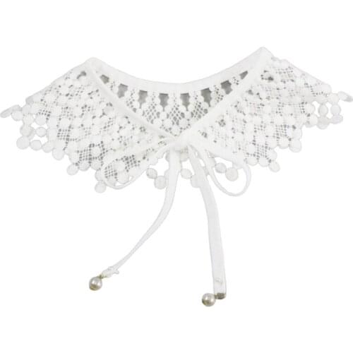 Women Vintage Embroidery Lace Big Shawl Fake Collar Crochet Dotted Rhombus Plaid Dress Decorative Necklace Half Shirt Mini D0LF