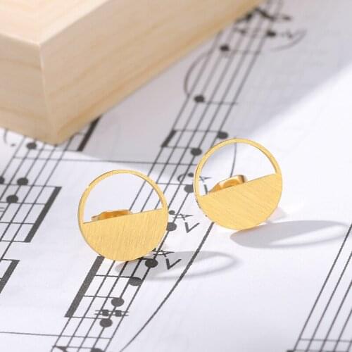 V Attract Half Circle Earring Women Fashion Jewelry Findings Stainless Steel Geometric Oorringen Mini Round Pendientes Femme
