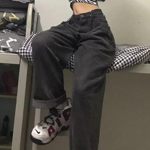 Women pants Vintage Adjustable Women Jeans Oversize Wide Leg Trousers High Waist Autumn New All-match Streetwear Retro Korean