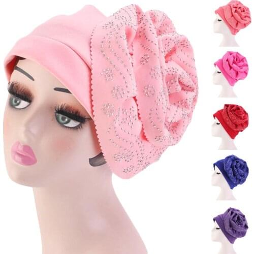 Women Hair Loss Head Scarf Turban Cap Muslim Head Wrap Chemo Big Flower Hats Arab Islamic Bonnet Beanies Skullies Middle East