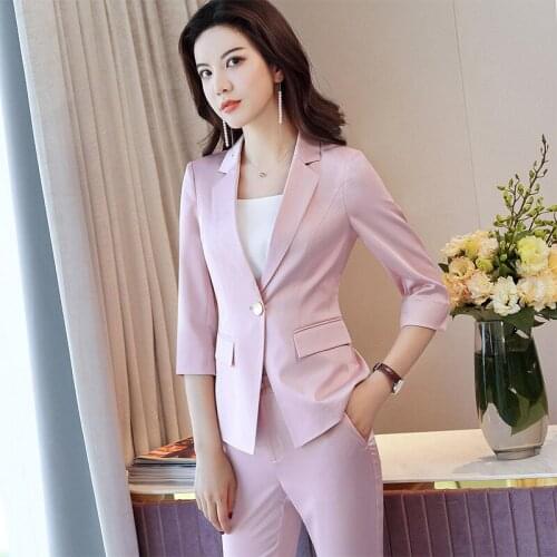 Set female 2019 new fashion summer casual professional blazer Slim thin feet pants temperament wild womens two-piece