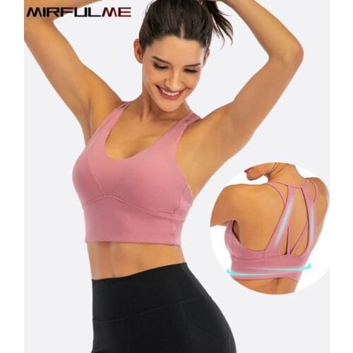 Women Sport Bras Shockproof Yoga Bra Female Hollow Out Strap Padded Bra Tank Tops Running Vest Underwear Gym Fitness Undershirts