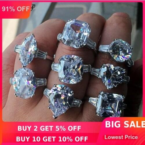 Choucong Luxury Statement Promise Ring various cut Sona cz 925 Sterling Silver Engagement Wedding Band Rings for women Jewelry