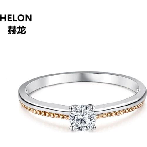 0.23ct VVS/F-G Moissanites Women Engagement Wedding Ring Solid 14k White Gold Anniversary Classic Rose Gold Multi-tone Gold