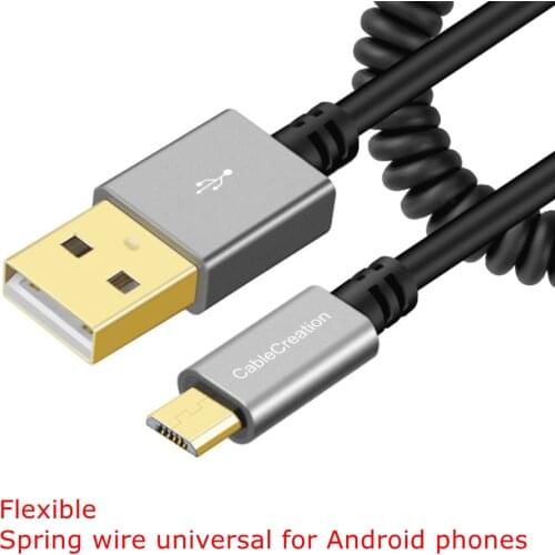 1.5m high quality USB2.0 to Micro USB Spring Data Cable Spiral Coiled 5Pin Adaptor Digital USB Data Charging Cables Connector