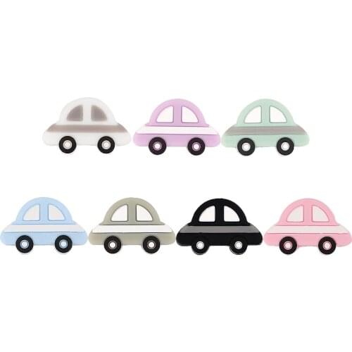 5pc/lot Cartoon Car Teether Silicone Beads Kids Teething Toddler Toys Food Grade Silicone Teethers DIY Teether Infant