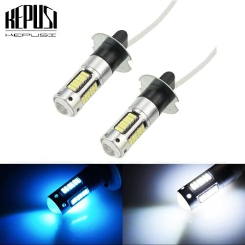 2x H3 LED Fog Lamp LED Car Bulbs 4014 DRL Auto Daytime Running External Lights Day Driving Vehicle White Ice Blue Car styling