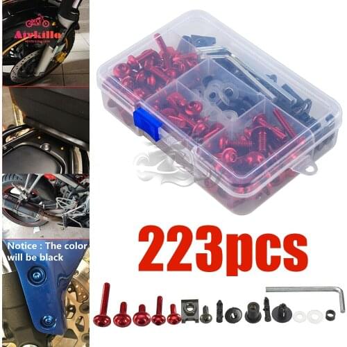 223pcs fit for YZF R1 R3 R6 R25 FZ1 FZ6 MT09 TMAX 500 530 XMAX 400 Complete Fairing Bolt Screw Kit Nuts Washers Fastener