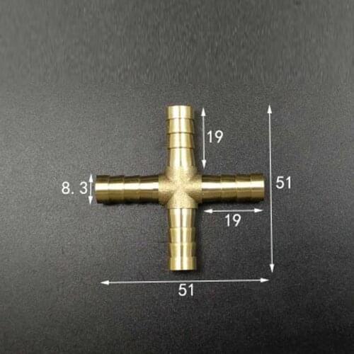 Hose Barb 8mm 4 Way Splitter Cross Brass Connector Coupling Adapter Fitting