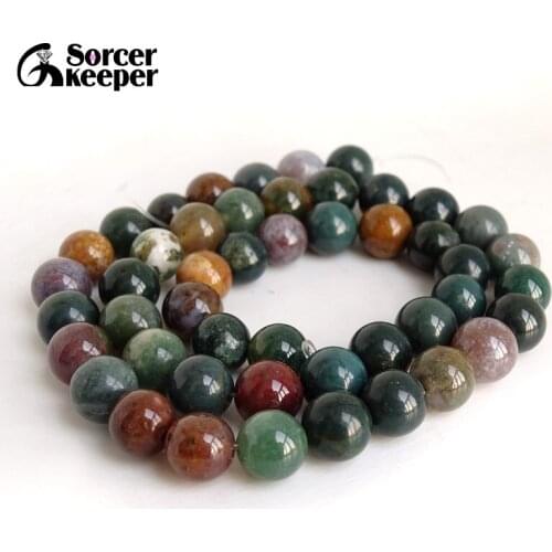 8mm Green Indian Agates Beads Round Natural Stone Loose Beads Strand 15" For Jewelry Making Diy Bracelet Necklace Free Shipping