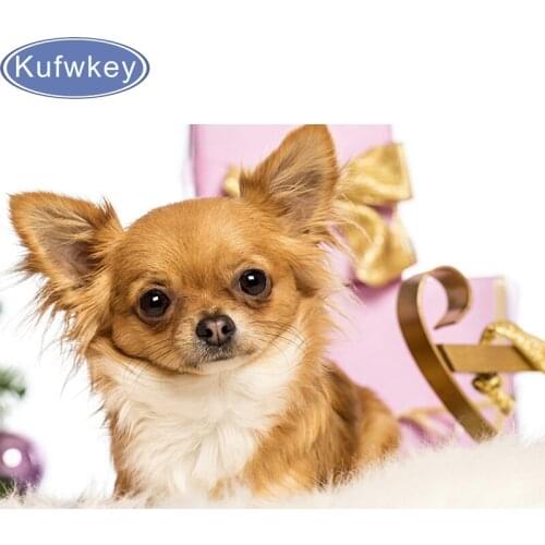 Full Square Diamond Embroidery 5D DIY Diamond Painting cross stitch kits Dogs Christmas Chihuahua Ginger color Animal New year