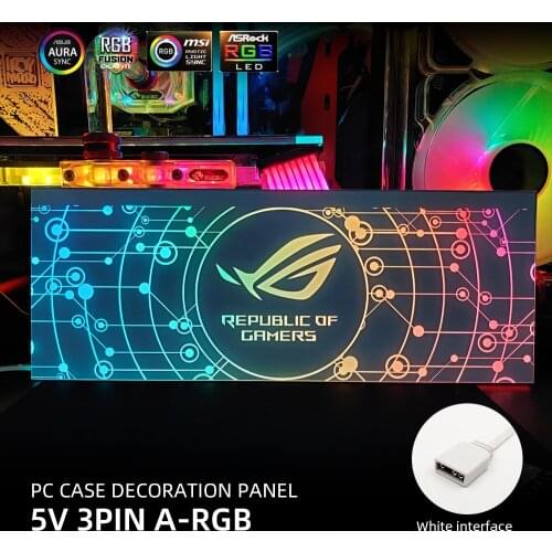 White PC Case Lighting Panel RGB GPU Backplate DIY Side Panel Customizable MODDING Colorful RGB AURA SYNC Water cooling Custom