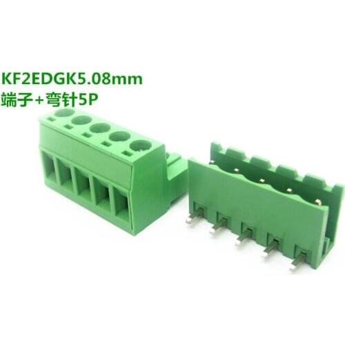 Free shipping 10 sets KF2EDGK-5P 5pin Terminal plug type 300V 10A 5.08mm pitch connector pcb screw terminal block