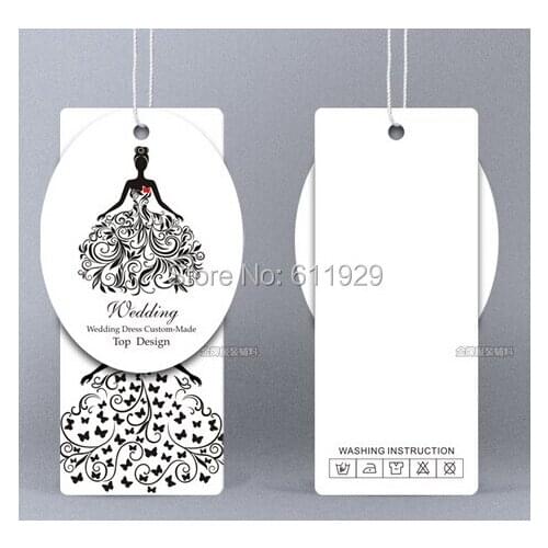Customized clothing hang tag/wedding dress tags/clothing labels/trademark/garment swing tags/logo/brand name 1000 pcs a lot