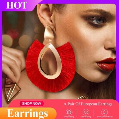 Large Bohemian Tassel Earrings Women Handmade Fringe Earrings Statement Jewelry