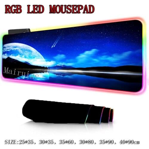 Mairuige Fantasy Night Scene Starry Sky Game RGB Large Computer Mouse Pad Led Backlight Surface Muse Mat Keyboard Desk Pads