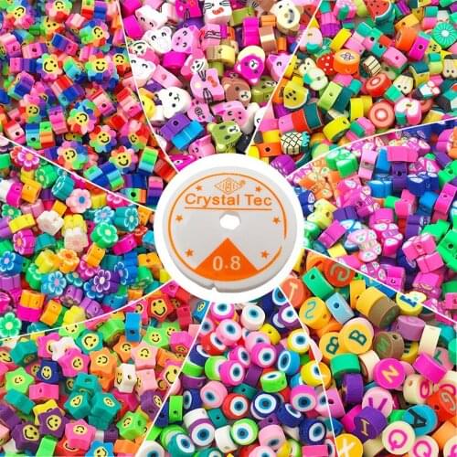 50Pcs 10mm Polymer Clay Beads Star Fruits Heart Flower Loose Beads For Bracelet Necklace Accessories Making DIY Jewelry Findings
