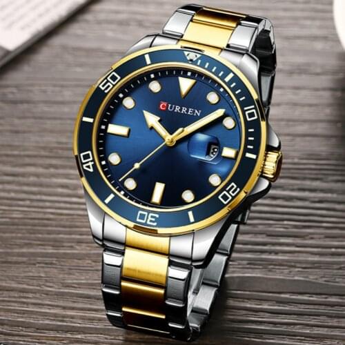 CURREN Watch Men Green Water Ghost Series Brand High-end luxury Automatic Watches Men FULL Steel Waterproof Quartz Watch