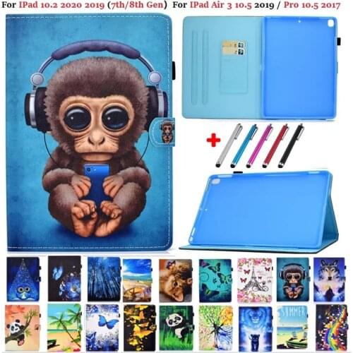 Tablet Funda for iPad 10.2 Case Monkey Cat Stand Smart Cover for iPad 10 2 2019 2020 7 7th 8th Generation Case Kids Air 3 Cover