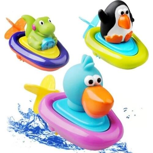 1piece Baby bath toys children play in the water swimming boat essential Clockwork rope toys wheel type dabbling toy