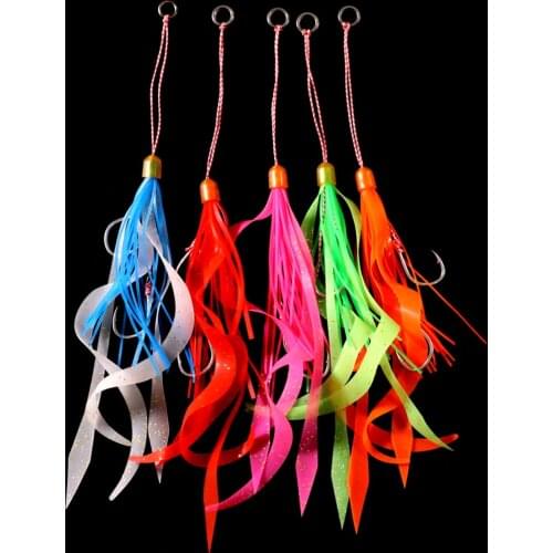 1PC Saltwater Fishing Jig Hook Snapper Lure Rubber Silicone Skirt Aqurbber Rig Seventh Slide Rubber Combo Floating Parts