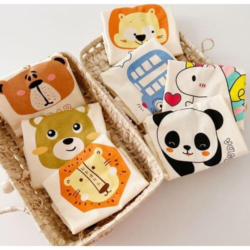 Summers Short Sleeve Unisex Tshirts for Kids Girls Boys Cute Cartoon Animal Print Cotton Shirt Tops Panda Bear Unicorn Clothes