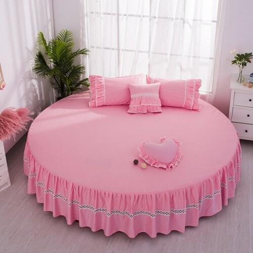 Cotton round bed skirt Bedcover bedspread bedclothes, single piece cotton hotel round bed cover sheets princess powder #s