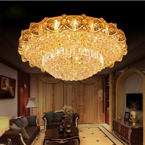 European style crystal lamp living room luxury hall chandelier round crystal lamp ceiling lamp bedroom lamp large chandelier