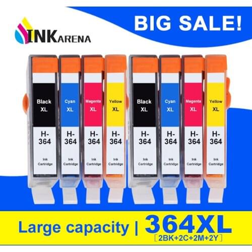 INKARENA 8 PCS Ink Cartridge Replacement For HP 364 XL Photosmart 5510 5515 6510 7520 6520 5520 B010a B109a B209a B209c Printer