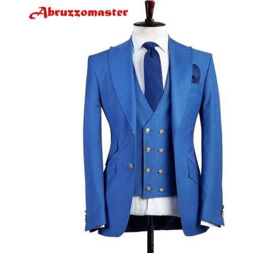 Classic Man Suits Tailor Suit Pesked Lapel Groom Tuxedos Edge Jacket Wedding Clothes Tilt pocket Groom Suits 3Pieces Dinner Suit