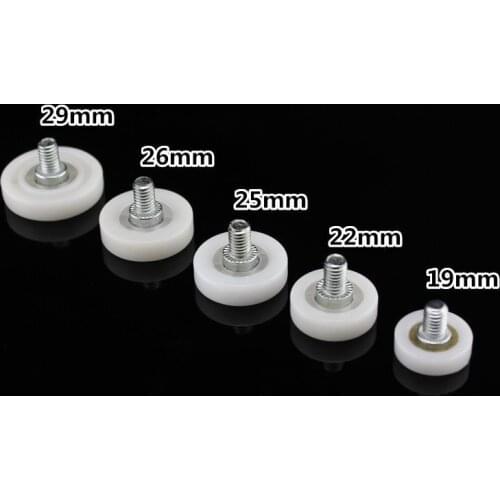 20PCS/LOT Diameter 19/22/25/26/29MM M6 Drawer Bearing Pulley Wheels Steel File Cabinet Door Wheel Furniture Moving Nylon Wheel